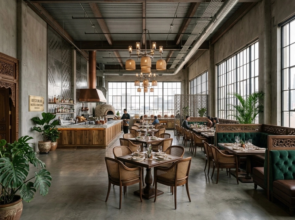Interior design in Rustic style — restaurant by GenRoom AI