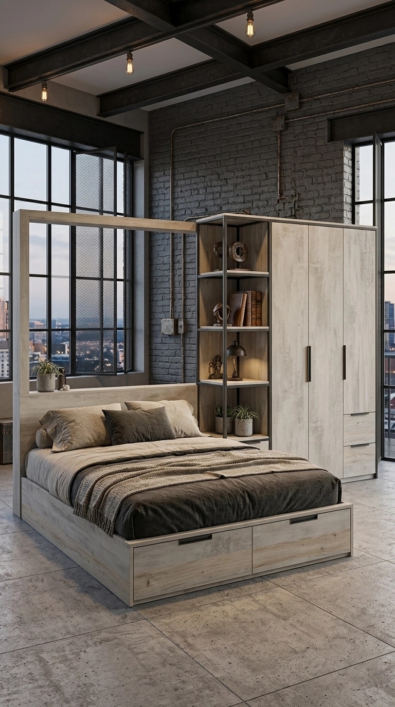 Design de interiores em estilo Loft / Industrial — Quarto por GenRoom AI