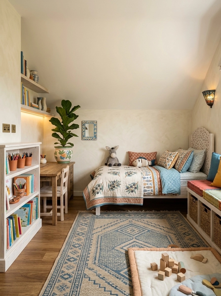 Mediterranean Kids Room design — interior photo by GenRoom AI