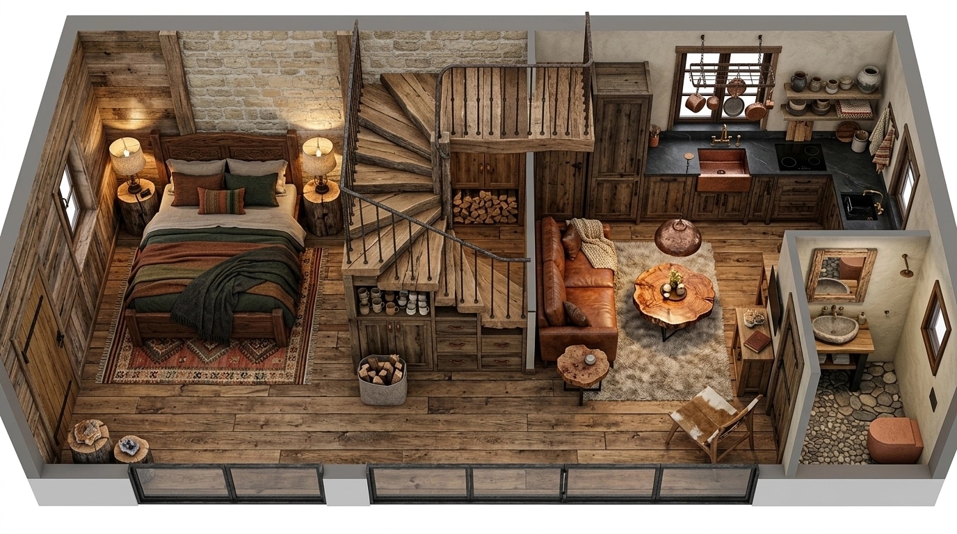 Interior design in Rustic style — studio by GenRoom AI