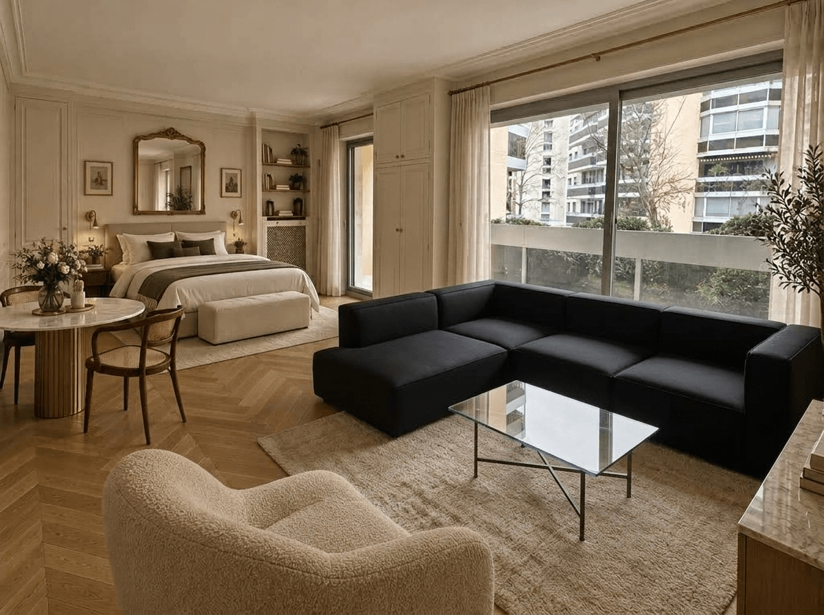 Interior design in French Parisian style — studio by GenRoom AI