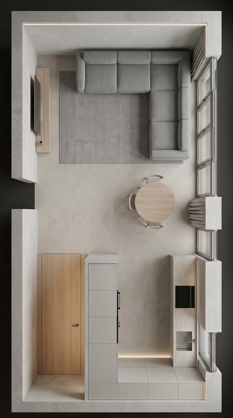 Minimalism Living Room design — interior photo by GenRoom AI