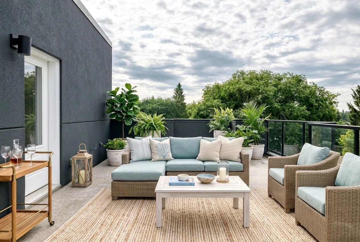 Interior design in Coastal / Hamptons style — terrace by GenRoom AI