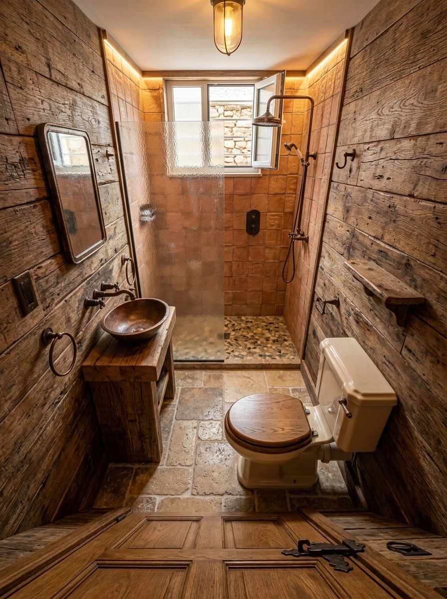 Bathroom interior in Rustic style — photo by GenRoom AI