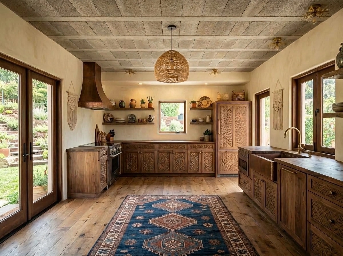 Kitchen interior in Bohemian style — photo by GenRoom AI