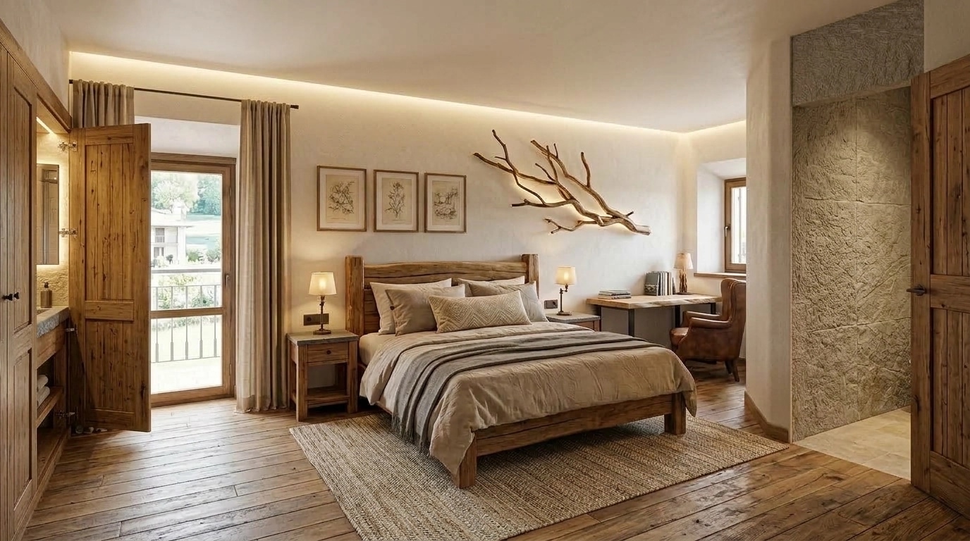 Rustic Bedroom design — interior photo by GenRoom AI