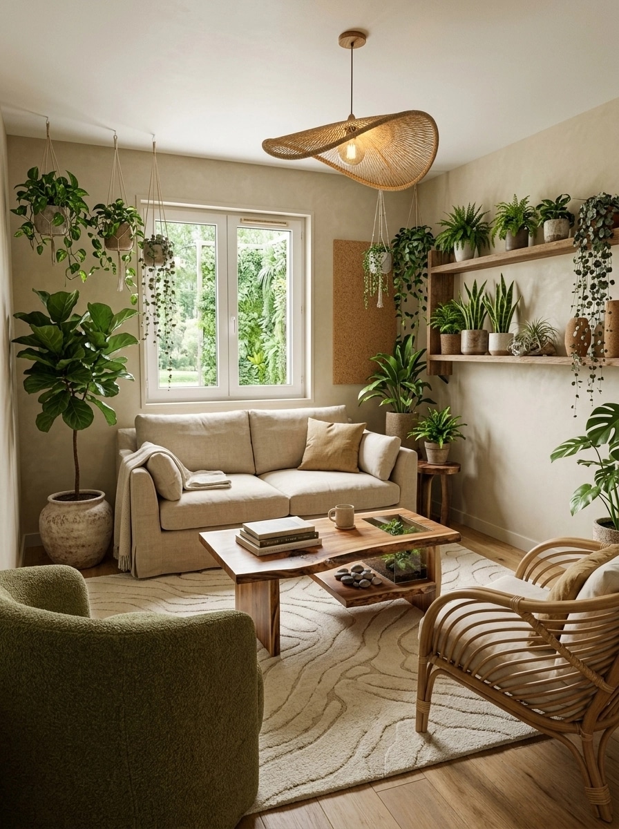 Interior design in Biophilic style — Living Room by GenRoom AI