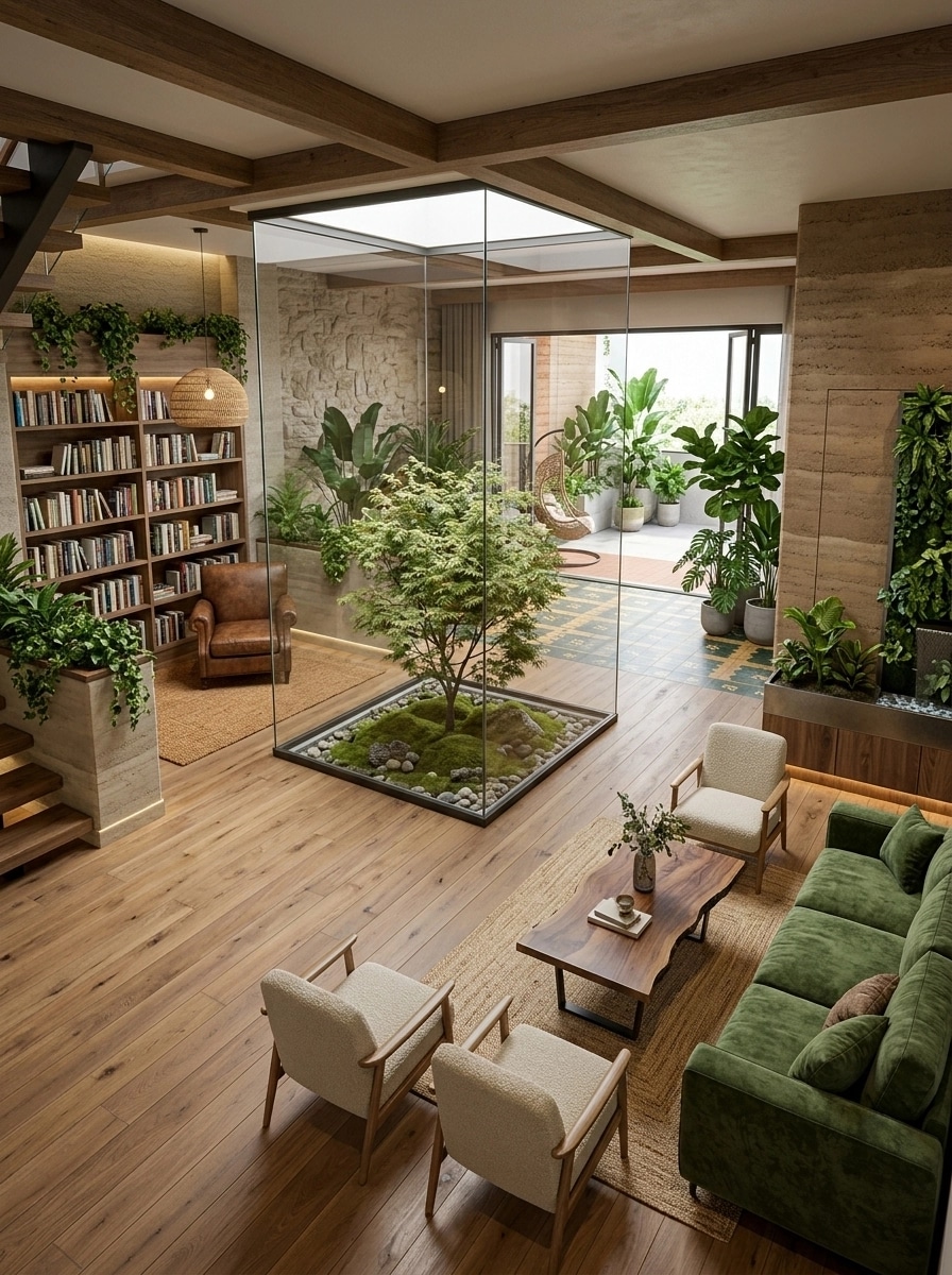 Design de interiores em estilo Biophilic — Sala de Estar por GenRoom AI