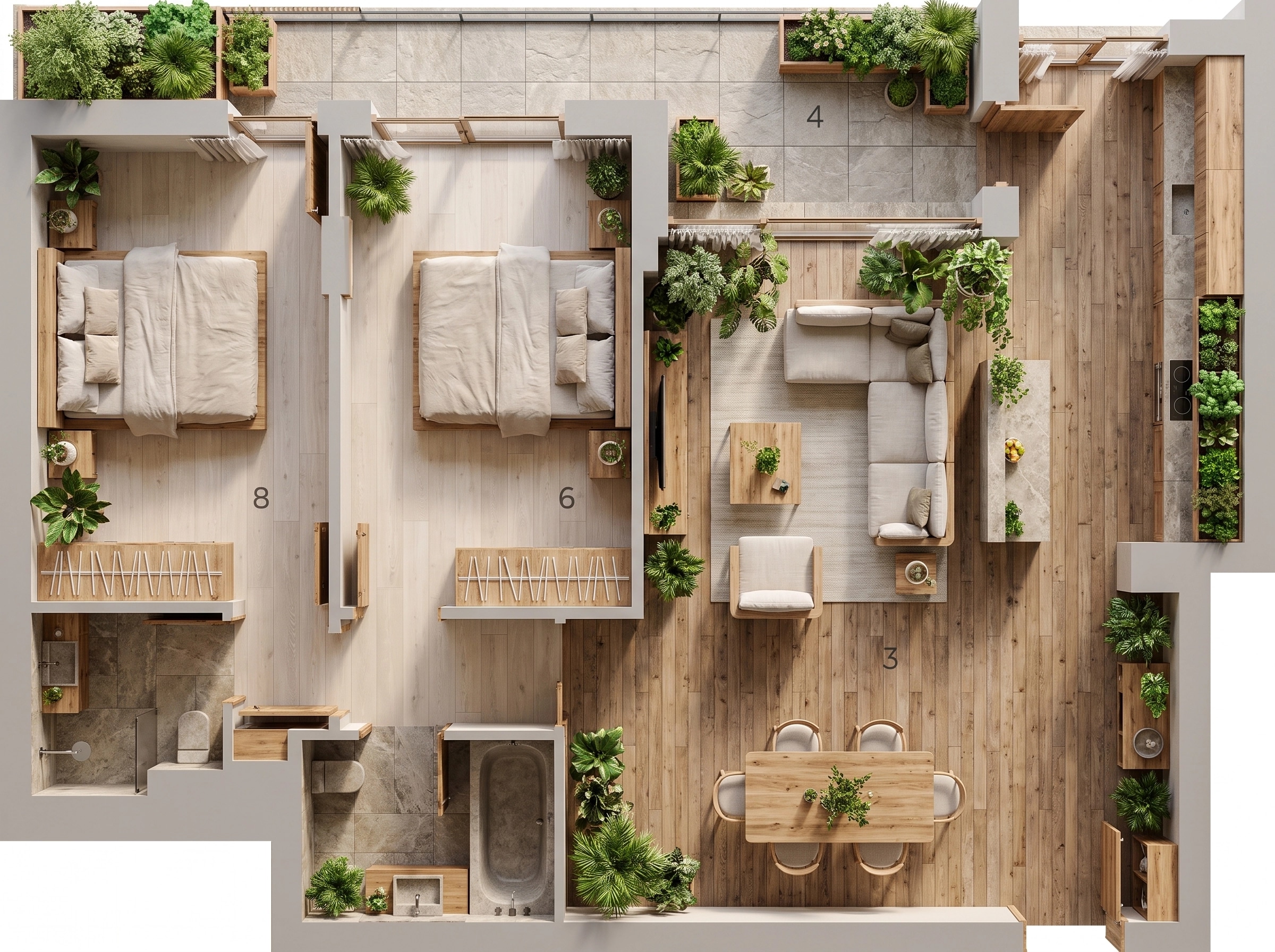 Interior design in Biophilic style — Living Room by GenRoom AI