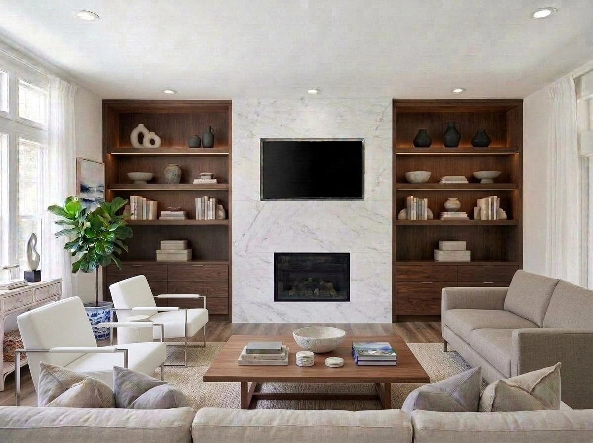 Interior design in Coastal / Hamptons style — Living Room by GenRoom AI