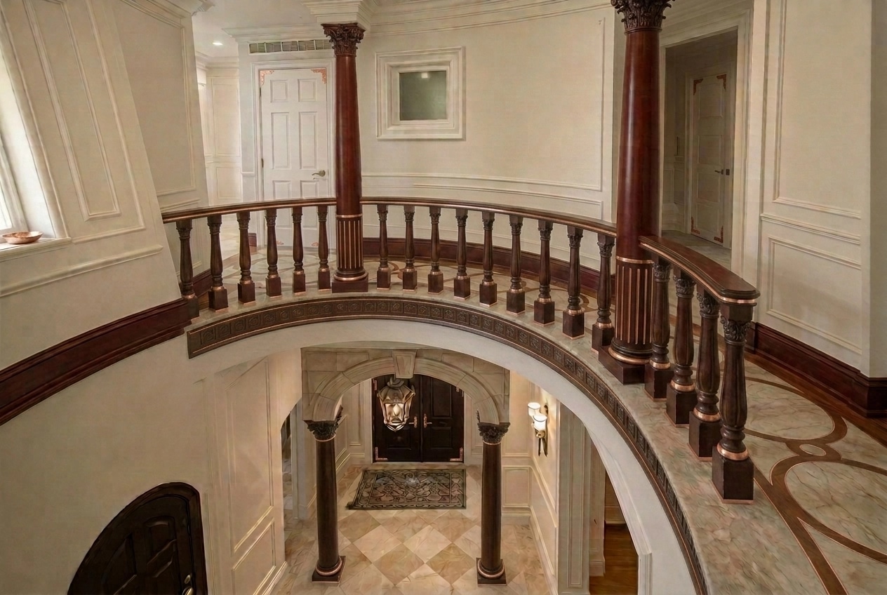 Hallway interior in Neoclassic style — photo by GenRoom AI