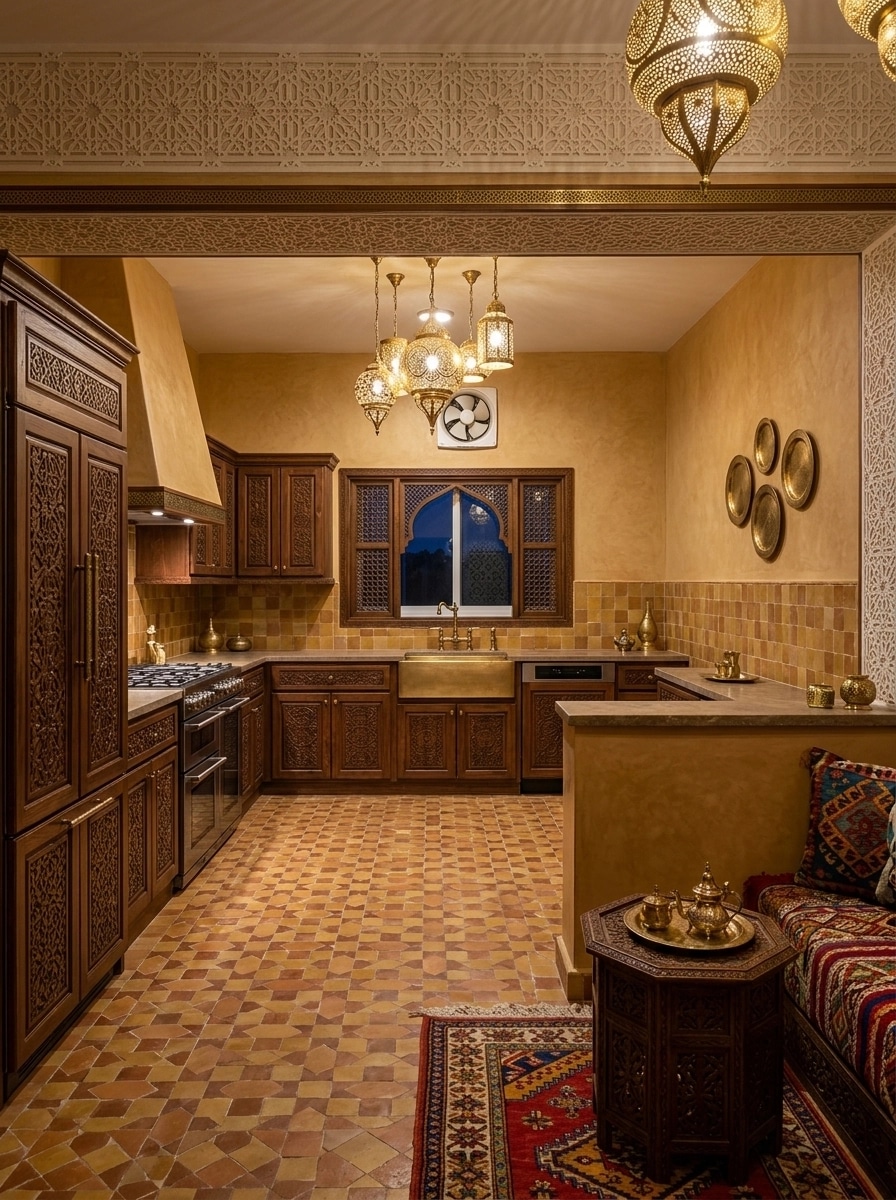 Kitchen interior in Arabian / Moroccan style — photo by GenRoom AI