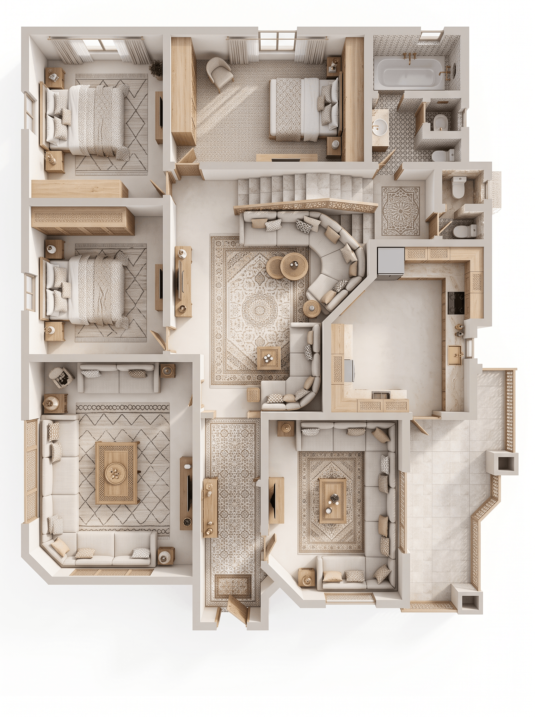 Interior design in Islamic Geometric style — Living Room by GenRoom AI