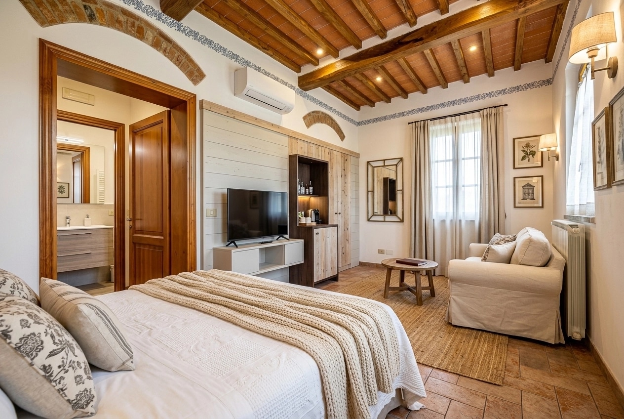 Interior design in Modern Farmhouse style — hotel_room by GenRoom AI