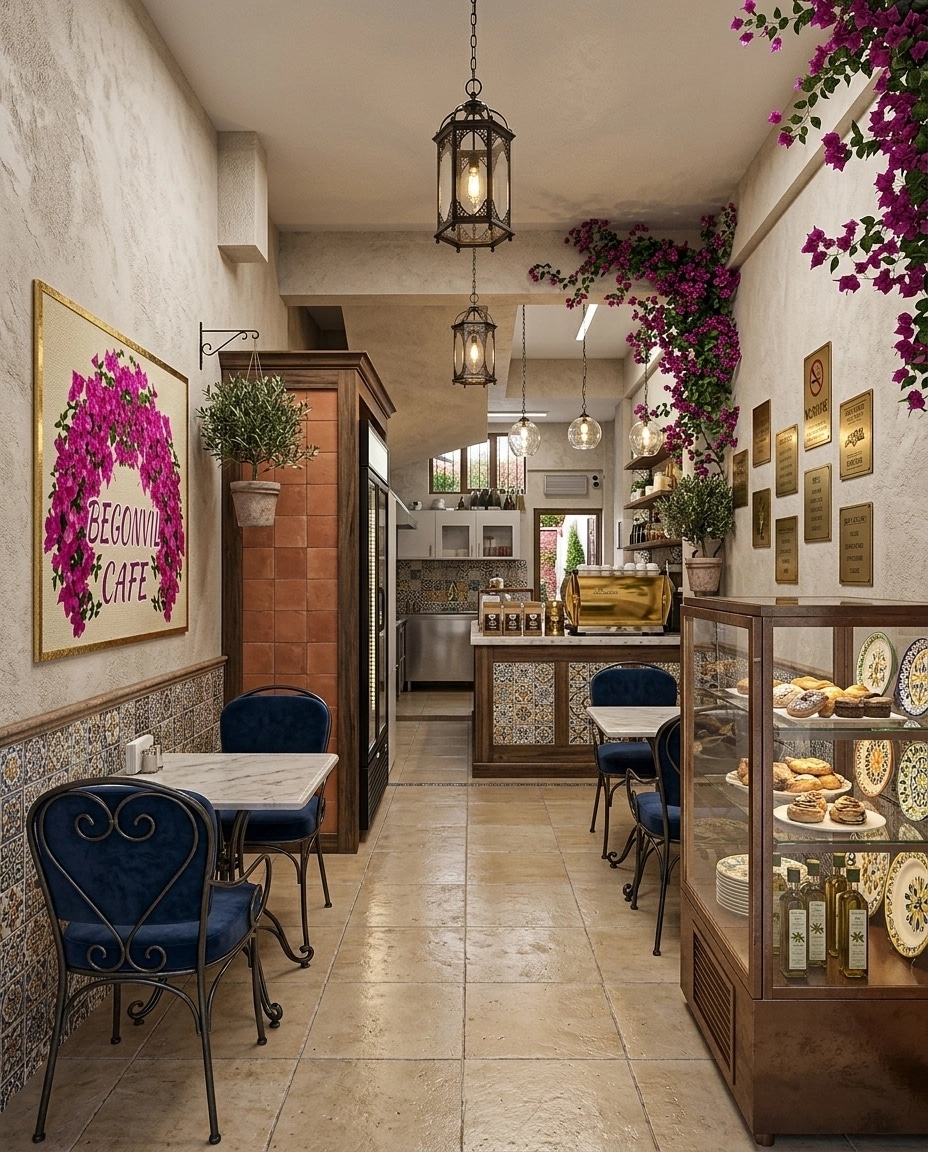 Interior design in Mediterranean style — cafe by GenRoom AI
