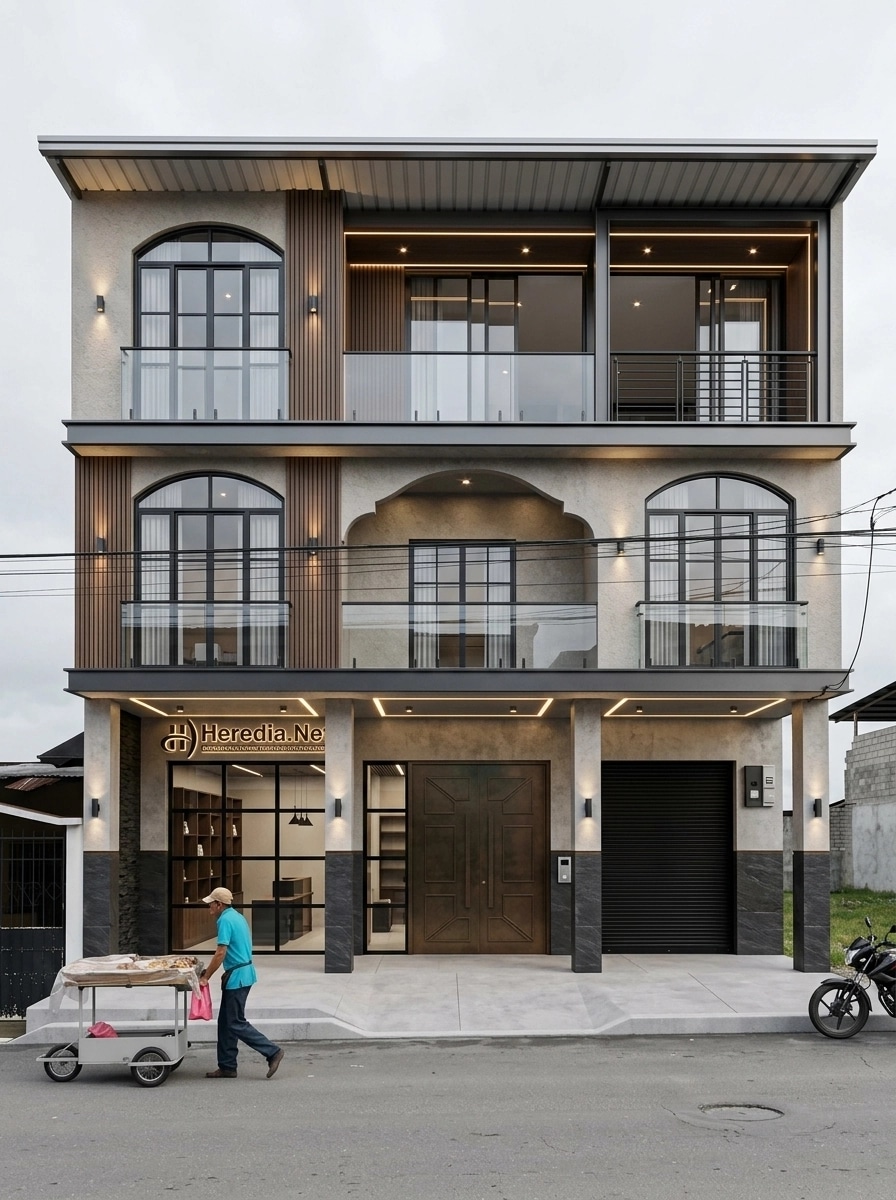 Fasaddesign i stilen Contemporary Facade — Fasad av GenRoom AI