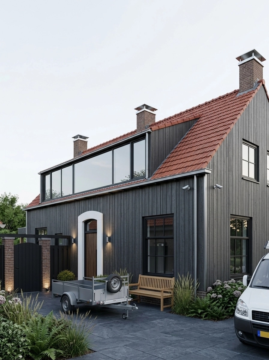 Facade design in Barnhouse Facade style — photo by GenRoom AI