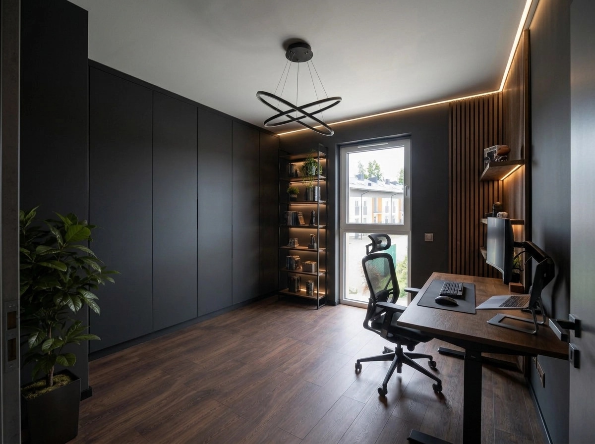 Design d'interni in stile Blacktec — home_office di GenRoom AI
