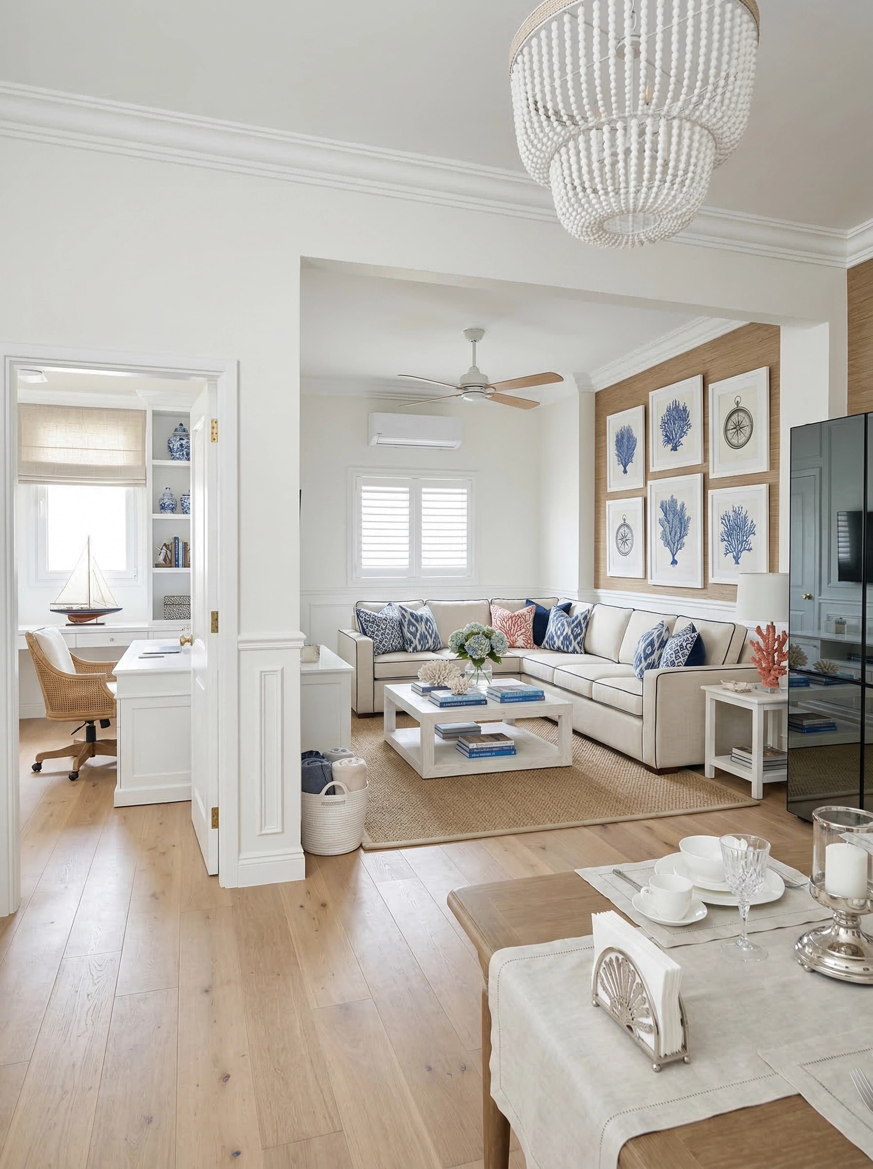 ออกแบบภายในในสไตล์ Coastal / Hamptons — ห้องทำงาน โดย GenRoom AI