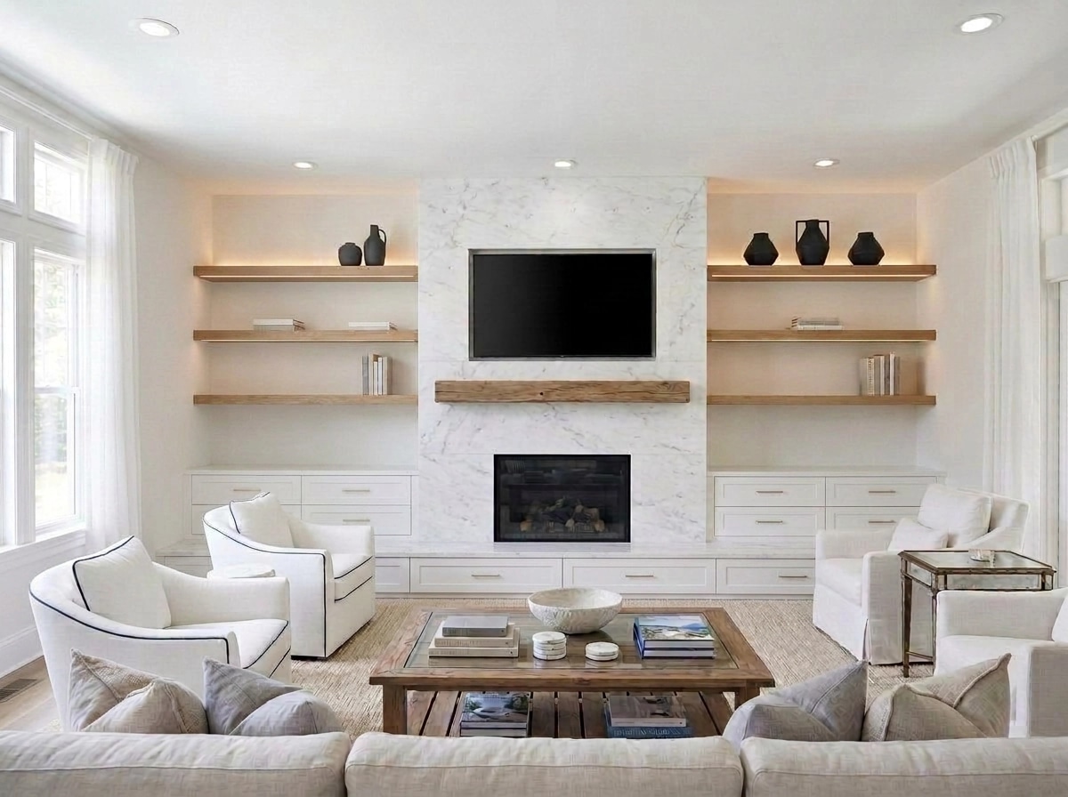 Interior design in Coastal / Hamptons style — Living Room by GenRoom AI