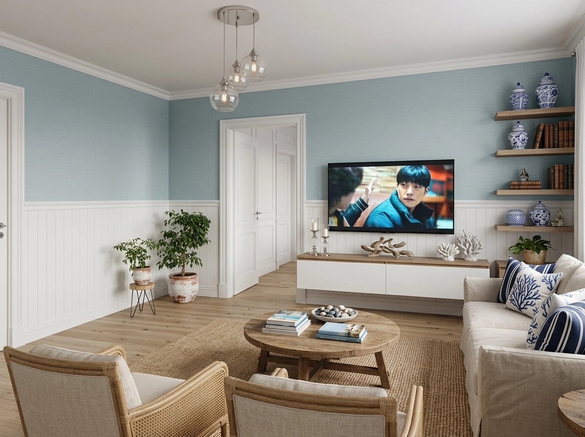 Interior design in Coastal / Hamptons style — Living Room by GenRoom AI