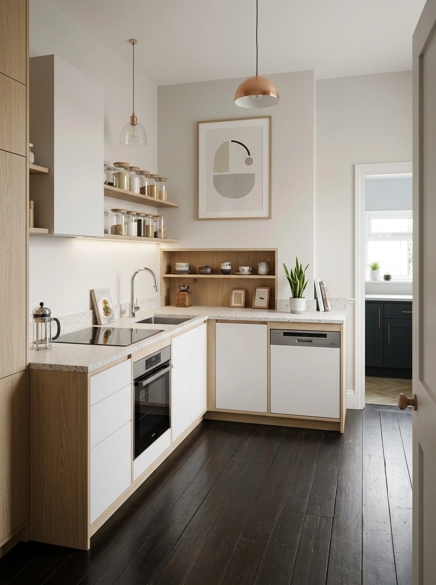 Kitchen interior in Scandinavian style — photo by GenRoom AI