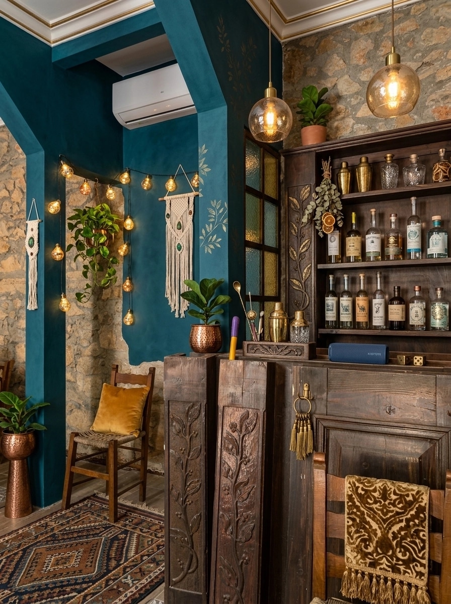 Interior design in Bohemian style — bar by GenRoom AI