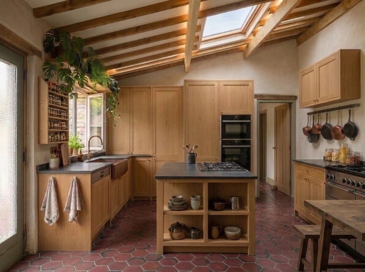 Kitchen interior in Biophilic style — photo by GenRoom AI