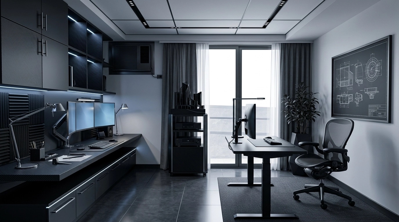 Interior design in Blacktec style — home_office by GenRoom AI