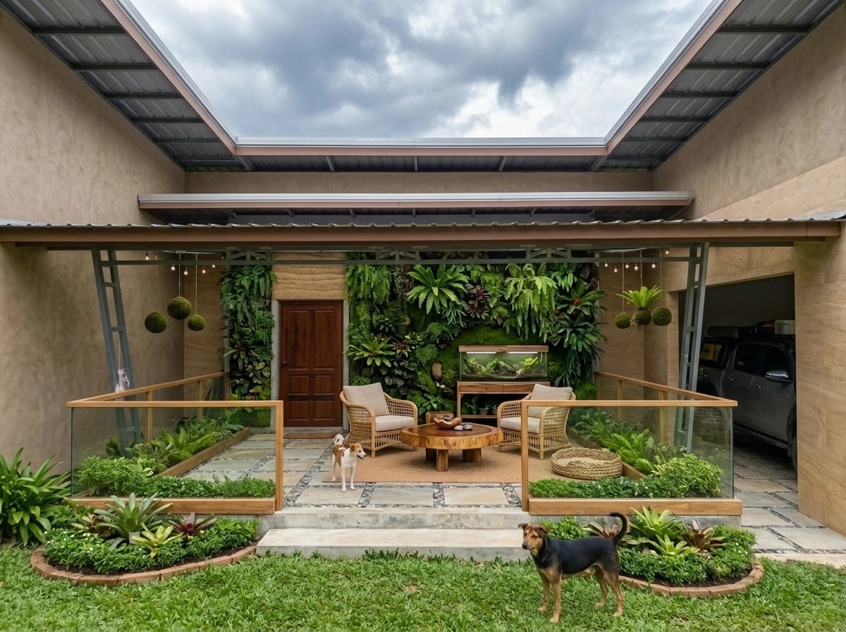 İç mekân tasarımı Biophilic stili — balcony GenRoom AI