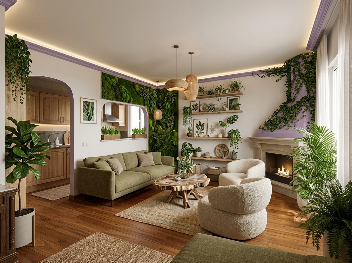 Interior design in Biophilic style — Living Room by GenRoom AI