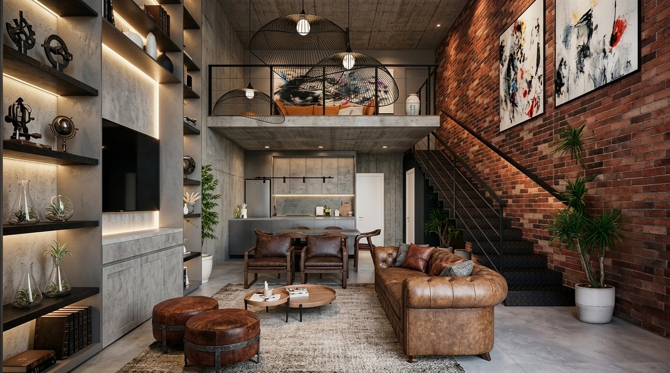 Interior design in Loft / Industrial style — Living Room by GenRoom AI