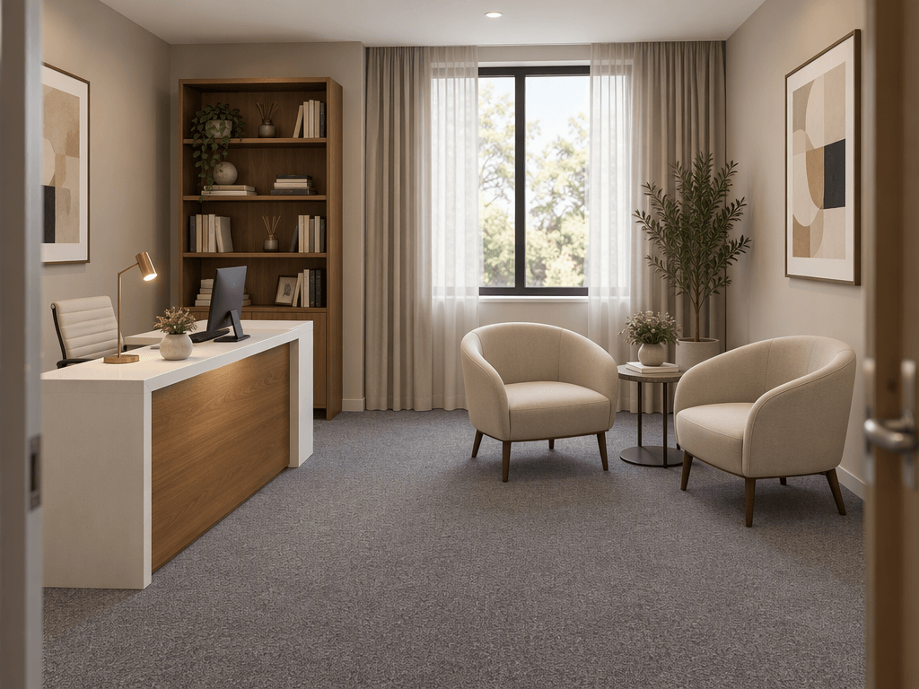 Office interior in Contemporary style — photo by GenRoom AI