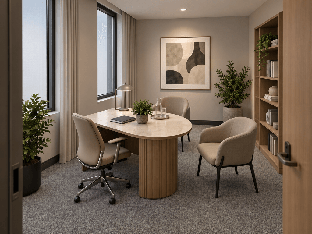 Office interior in Contemporary style — photo by GenRoom AI