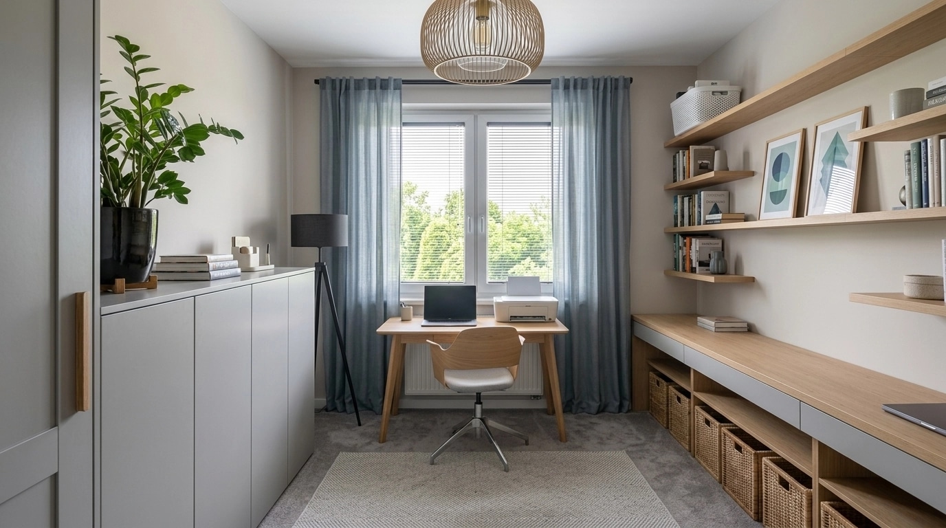 Office interior in Scandinavian style — photo by GenRoom AI