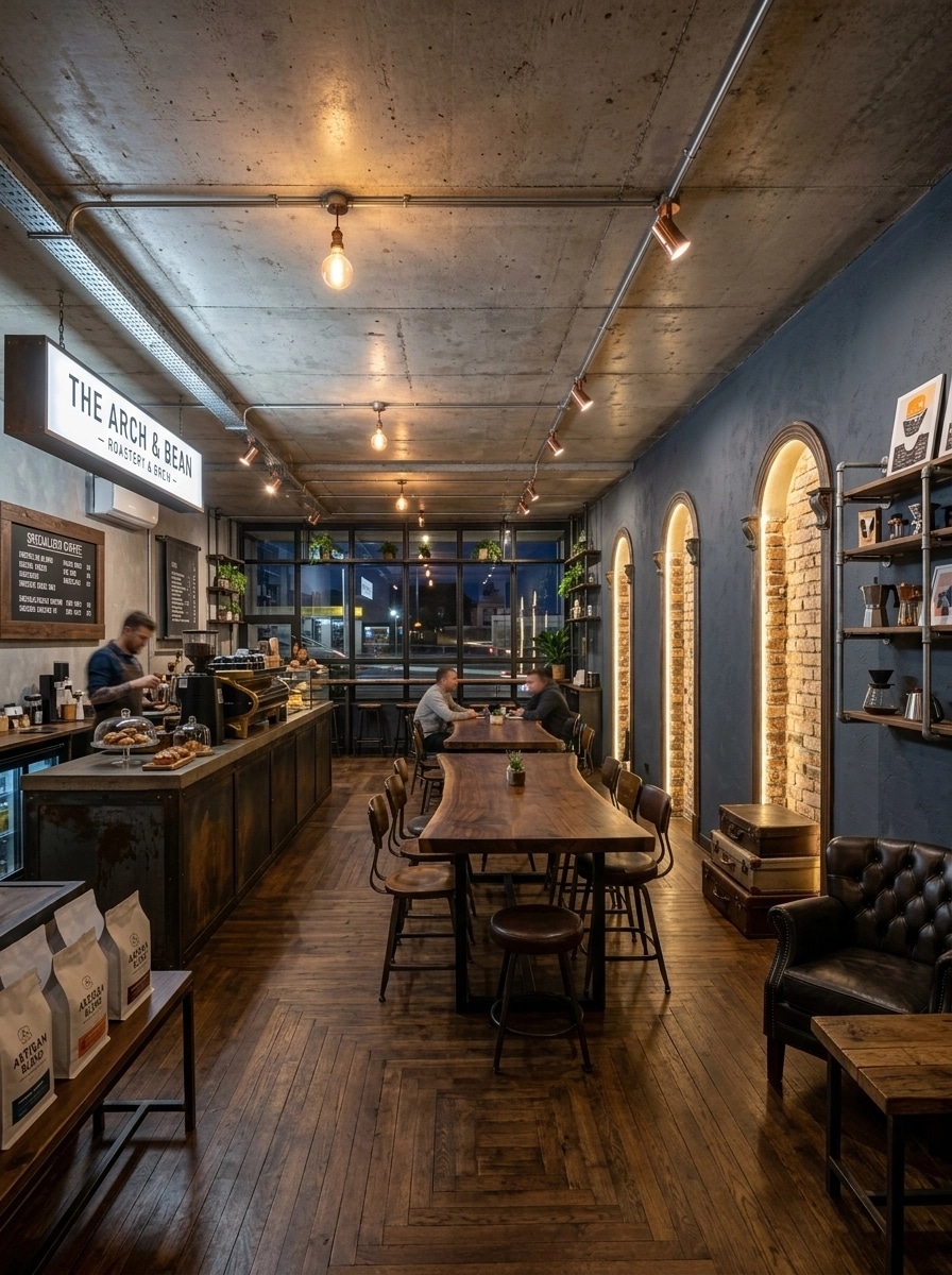 Design d'intérieur en style Loft / Industrial — cafe par GenRoom AI
