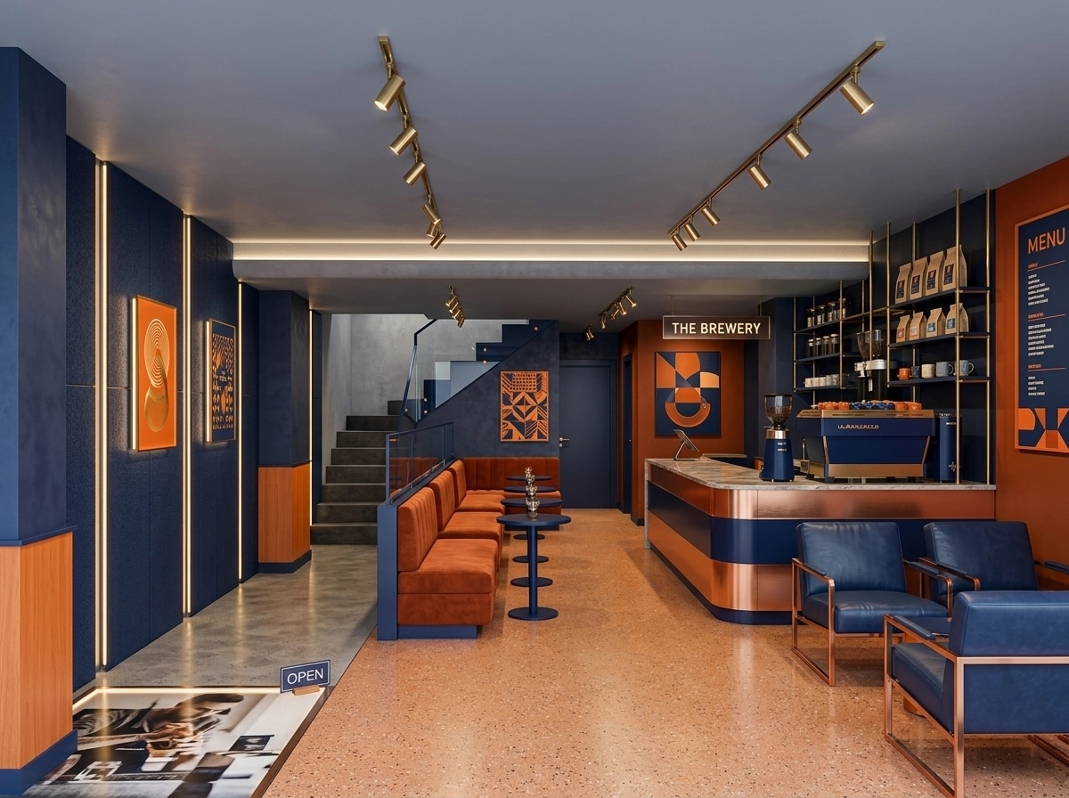 Interior design in Contemporary style — coffee_shop by GenRoom AI