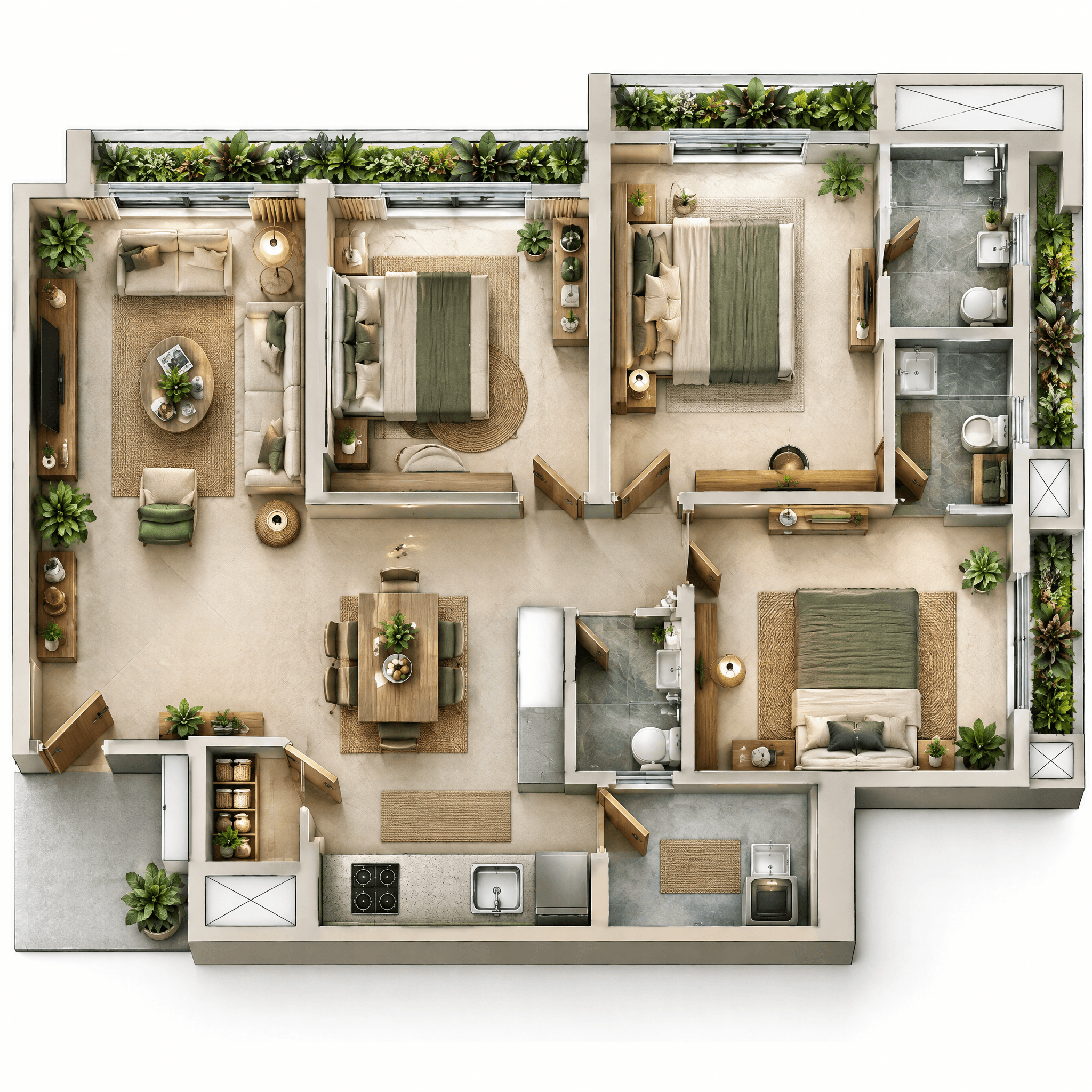 Biophilic Living Room design — interior photo by GenRoom AI
