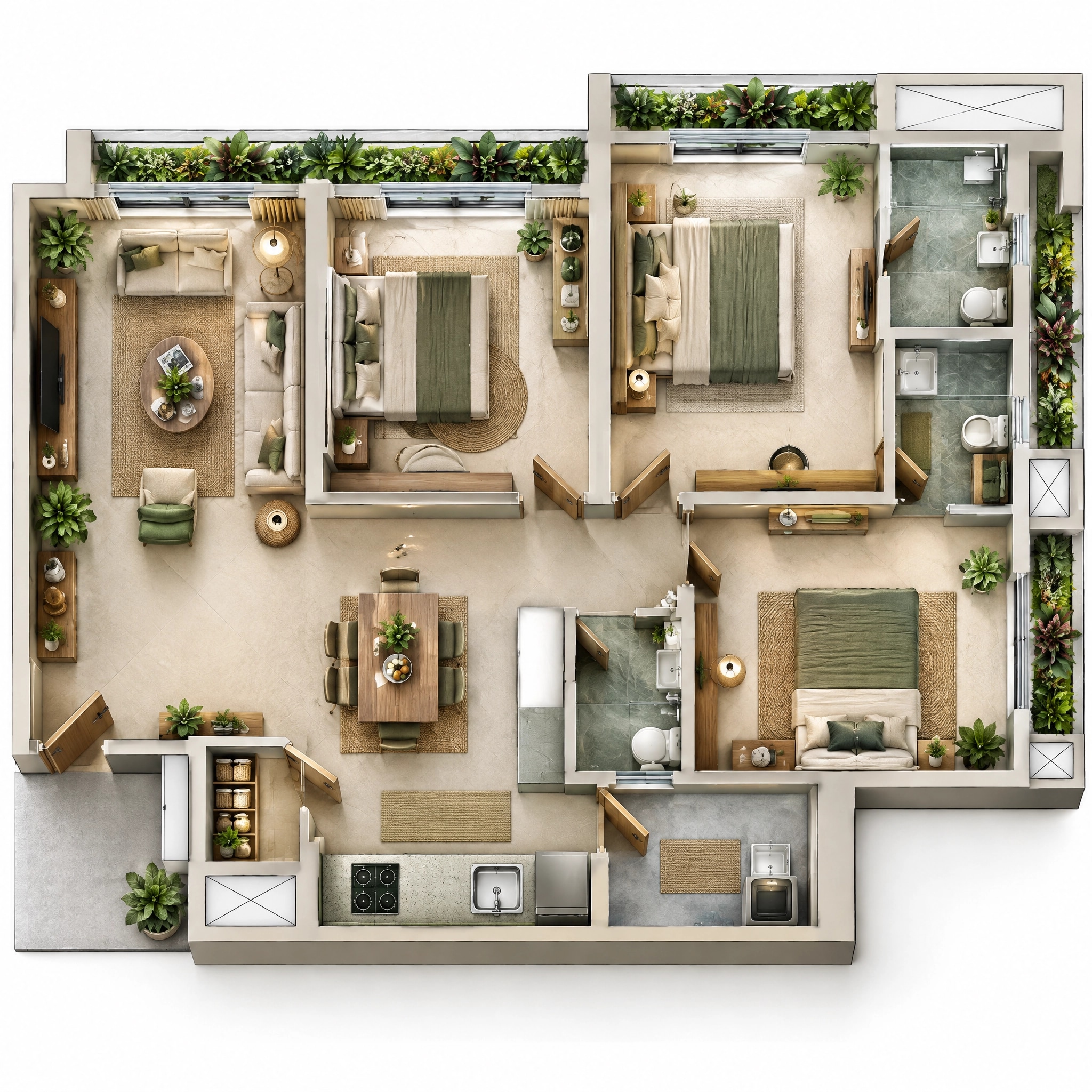 Interior design in Biophilic style — Living Room by GenRoom AI