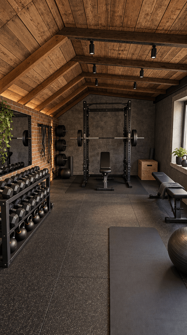 Interior design in Loft / Industrial style — gym by GenRoom AI