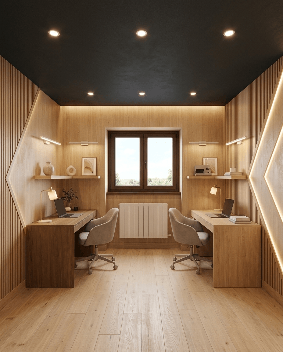 Office interior in Scandinavian style — photo by GenRoom AI