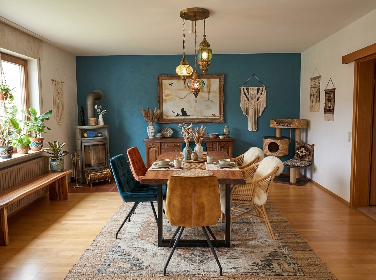 Interior design in Bohemian style — dining_room by GenRoom AI