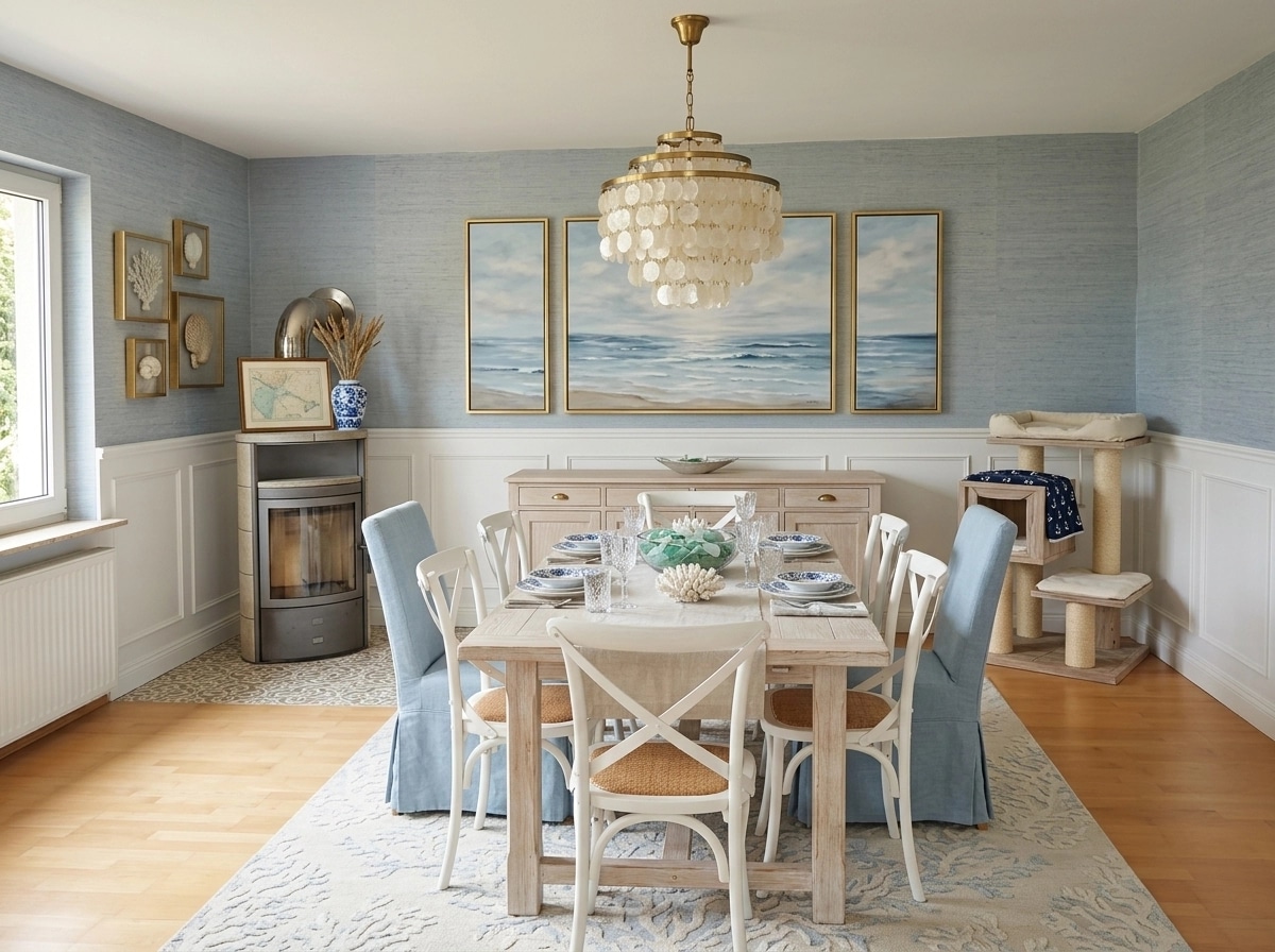 Design de interiores em estilo Coastal / Hamptons — dining_room por GenRoom AI