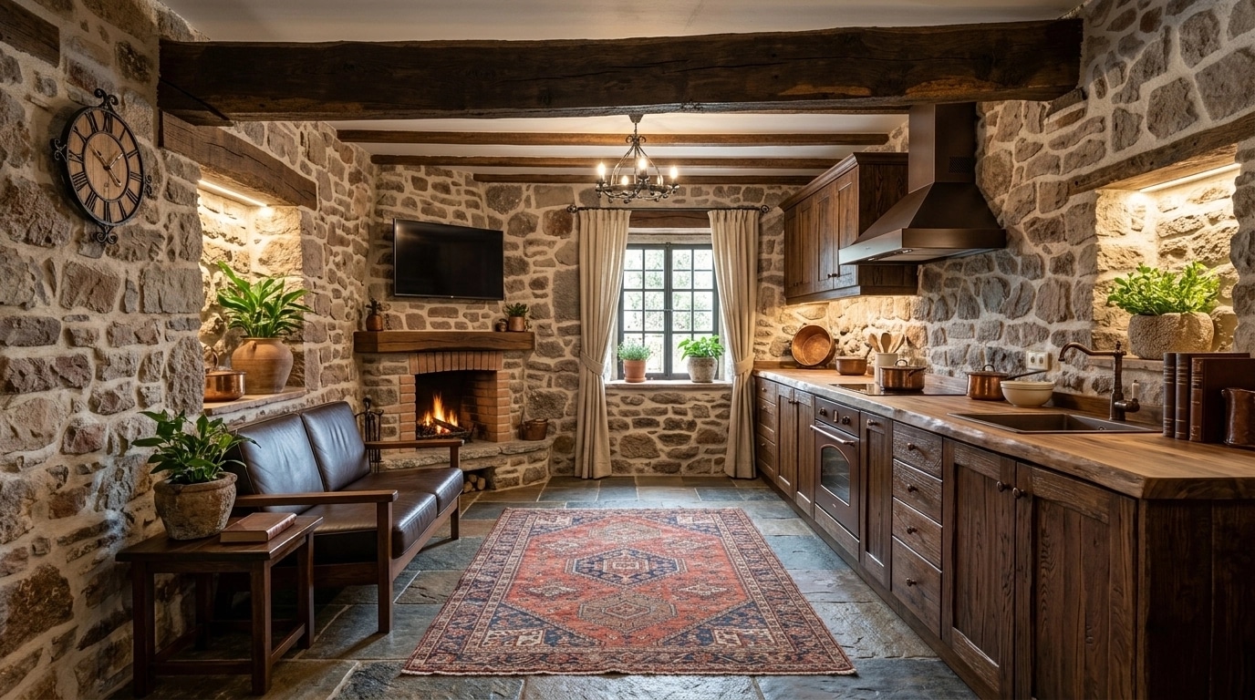 Kitchen interior in Rustic style — photo by GenRoom AI