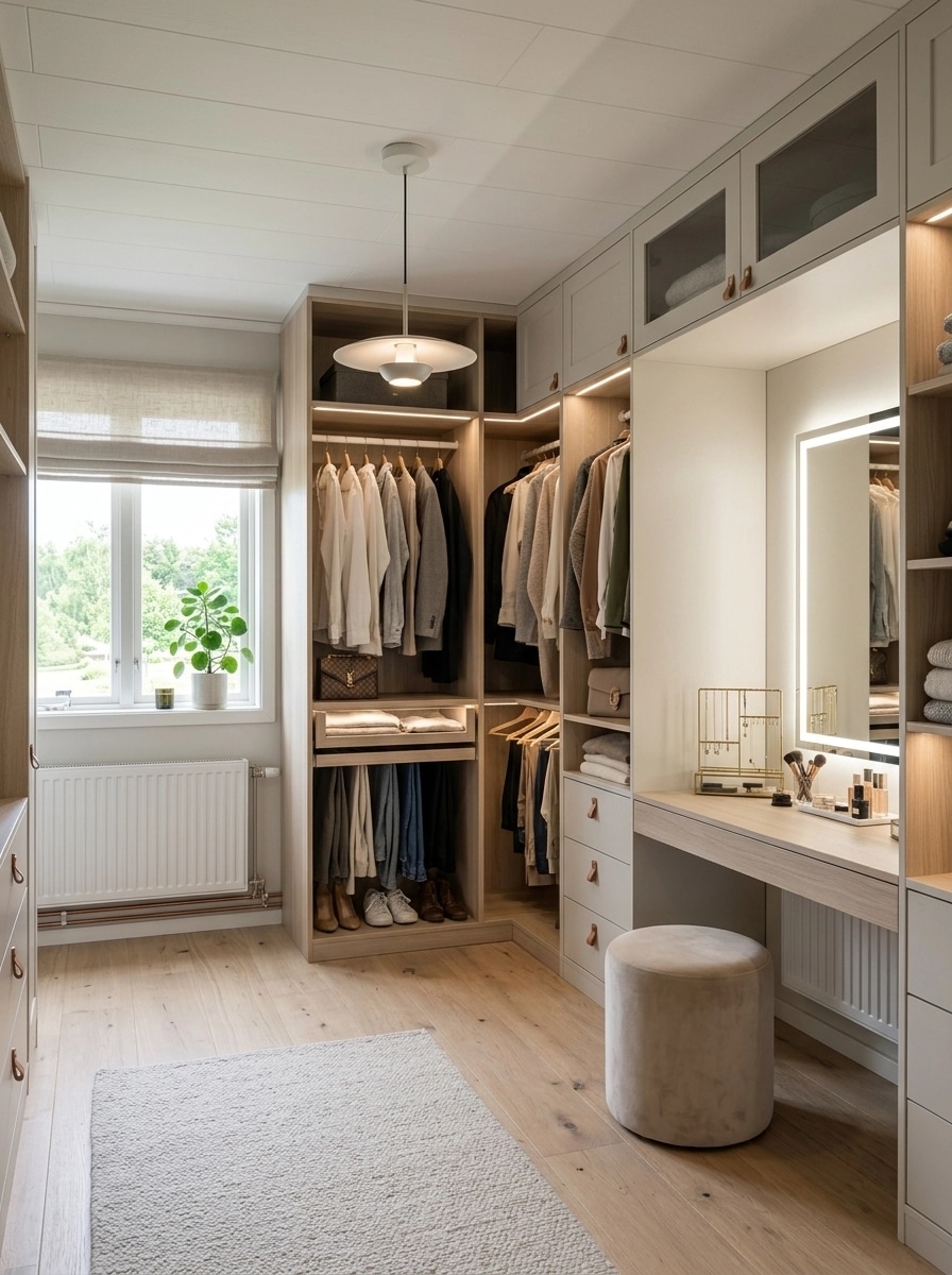 Interior design in Scandinavian style — wardrobe by GenRoom AI