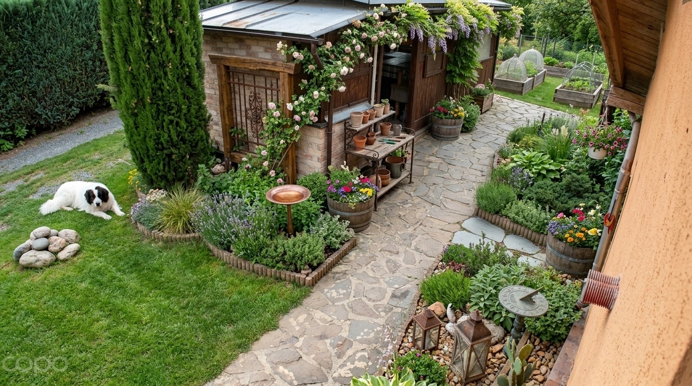 Country Rustic Garden Yard design — yard photo by GenRoom AI