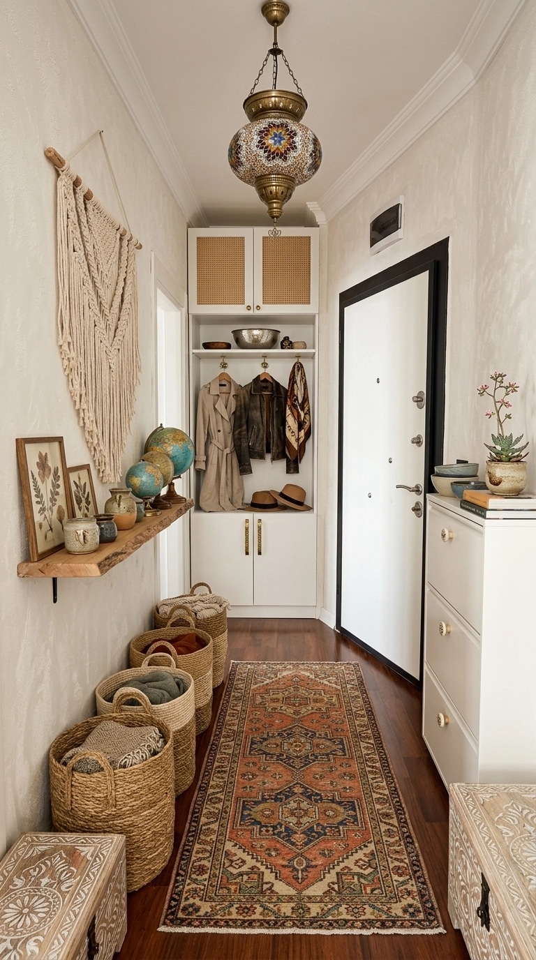 Hallway interior in Bohemian style — photo by GenRoom AI