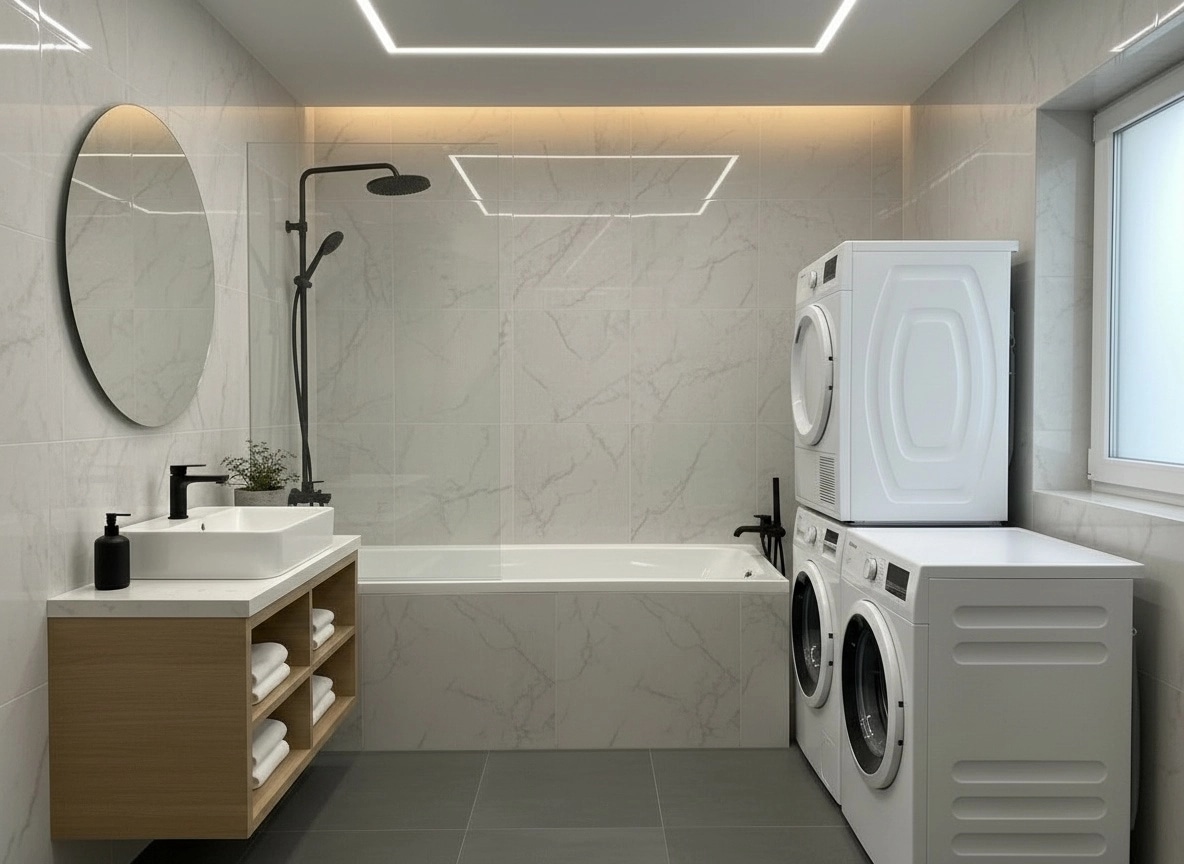 Bathroom interior in Minimalism style — photo by GenRoom AI