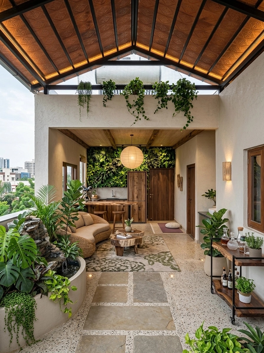 Interior design in Biophilic style — terrace by GenRoom AI