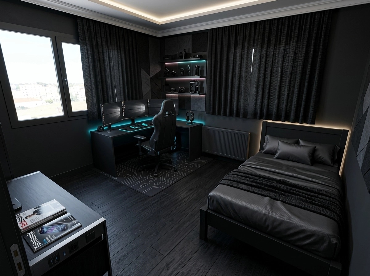 Design de interiores em estilo Blacktec — Quarto Infantil por GenRoom AI
